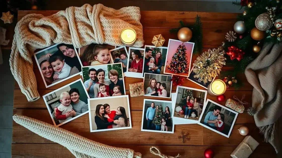 Printed family photographs with festive decorations