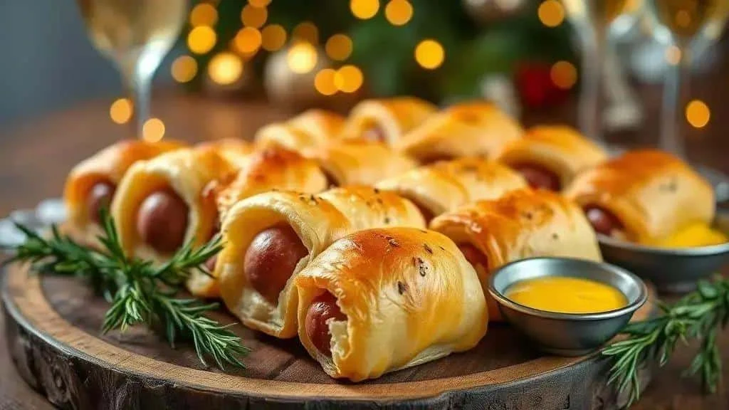 Puff pastry-wrapped sausages for New Year's Eve