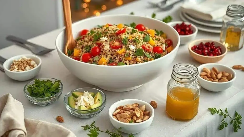 Quinoa salad with nuts fruit and dressings