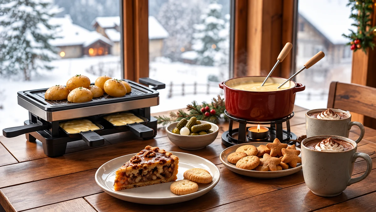Raclette meal with potatoes and pickles Raclette meal with potatoes and pickles