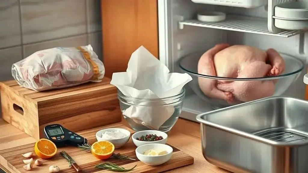 Raw turkey refrigerated separately from preparation utensils