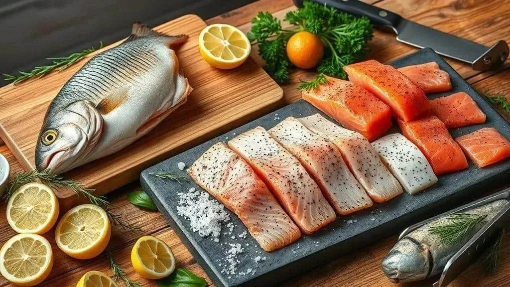 Raw whole fish and fillet ingredients