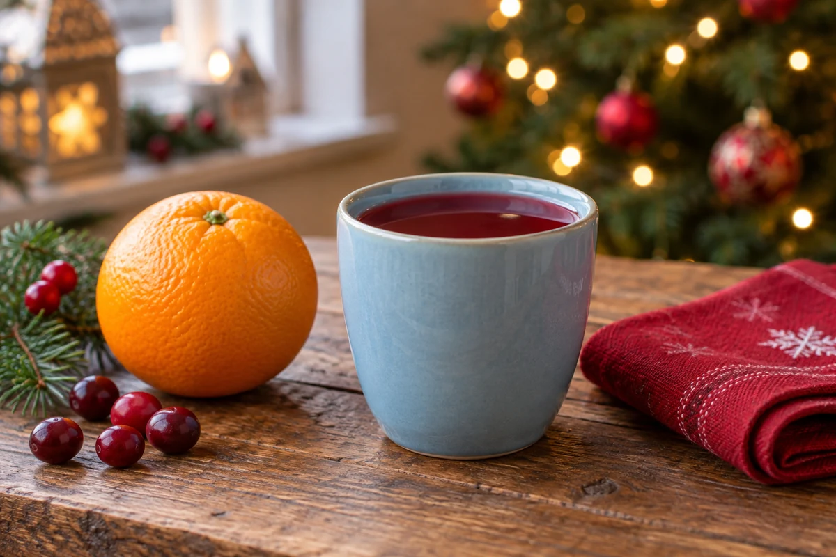 Red Christmas fruit drink in a small cup