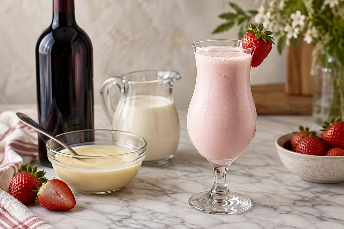 Red wine condensed milk and cream for wine batida