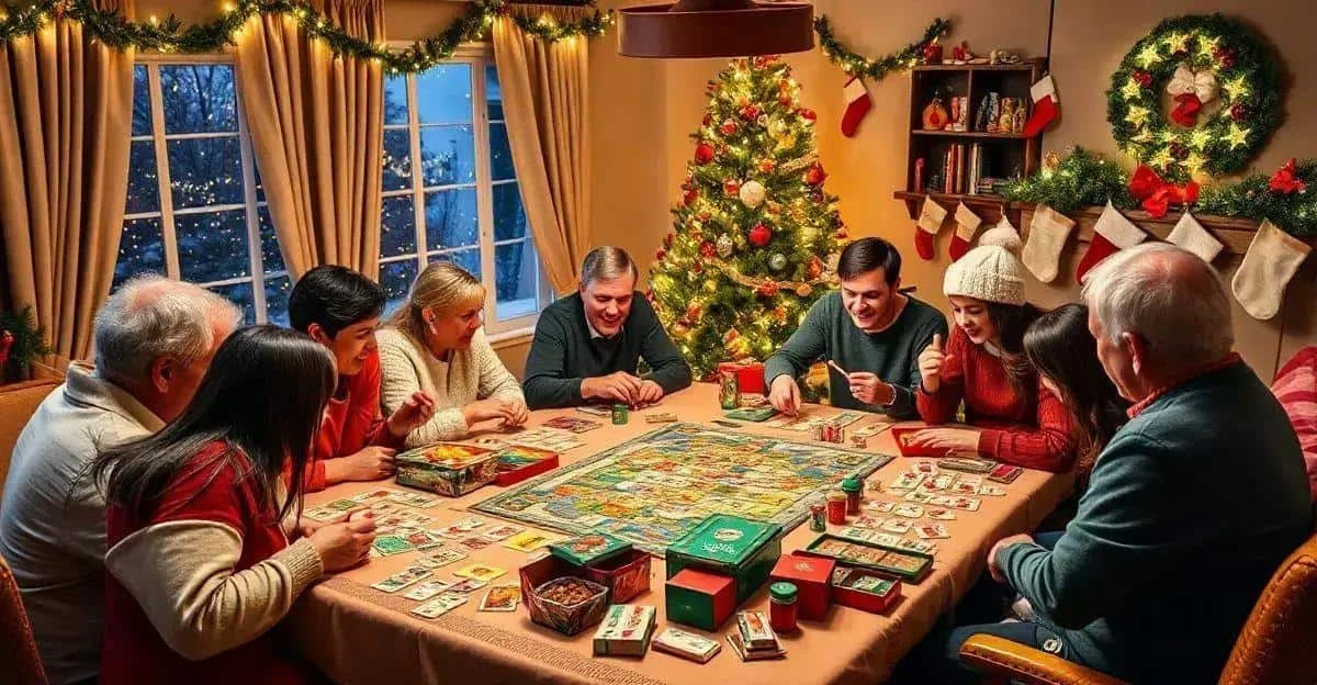 Relatives playing a board game at Christmas