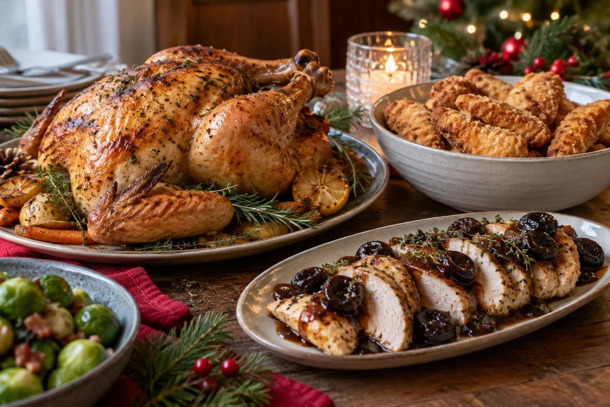 Roast chicken and breaded chicken dishes
