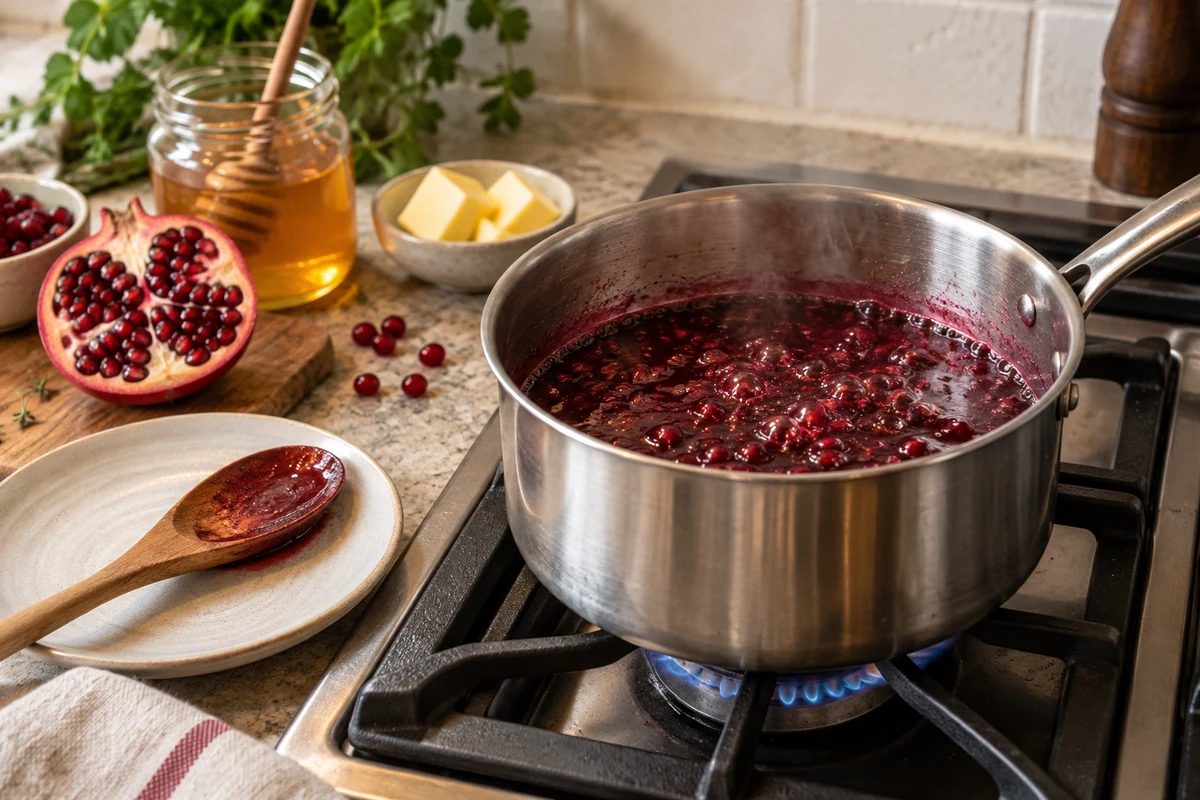 Roast chicken carved into cooked portions with pomegranate sauce