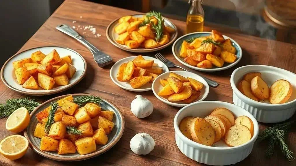 Roast potato variations with herbs and seasoning Roast potato variations with herbs and seasoning