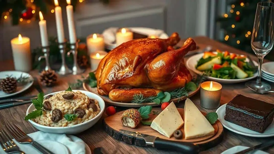 Roast poultry with salad and side dishes