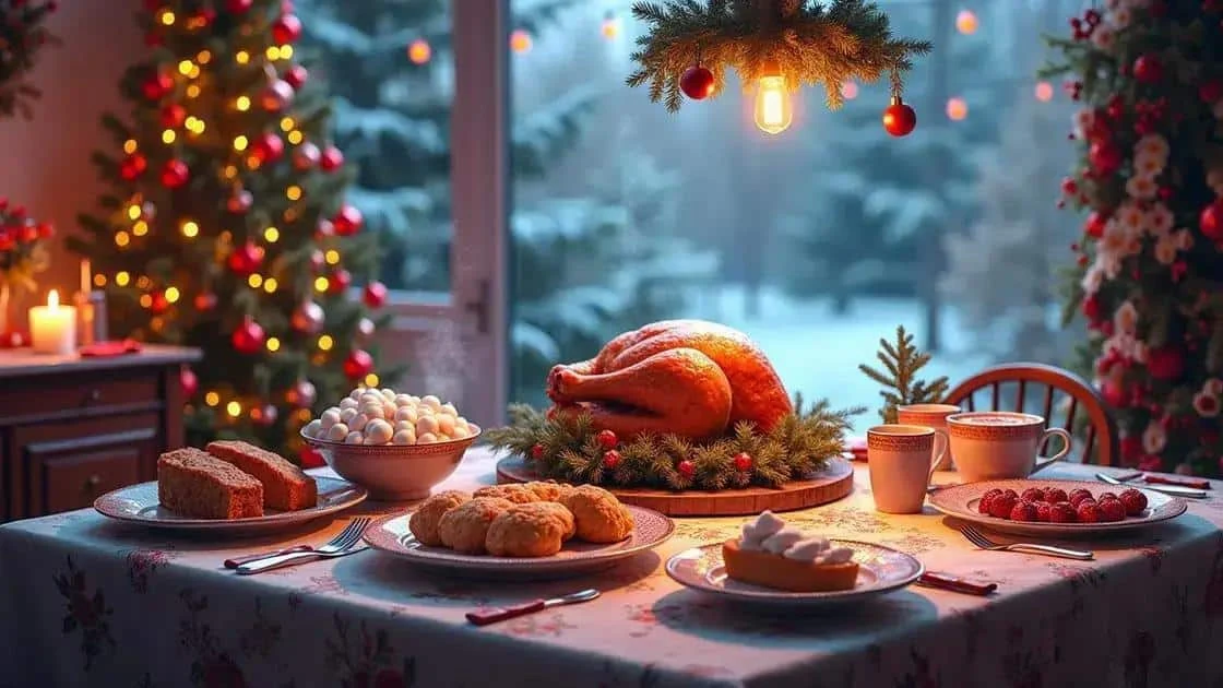 Roast turkey and festive dishes on a table