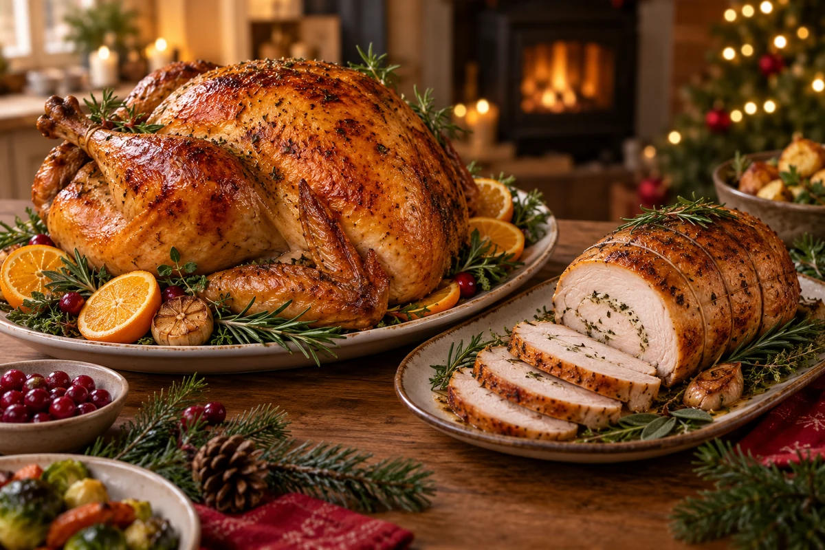 Roast turkey and rolled turkey breast with orange Roast turkey and rolled turkey breast with orange