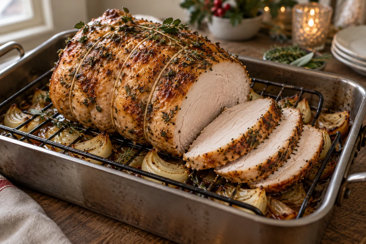 Roast turkey joint with citrus and herbs