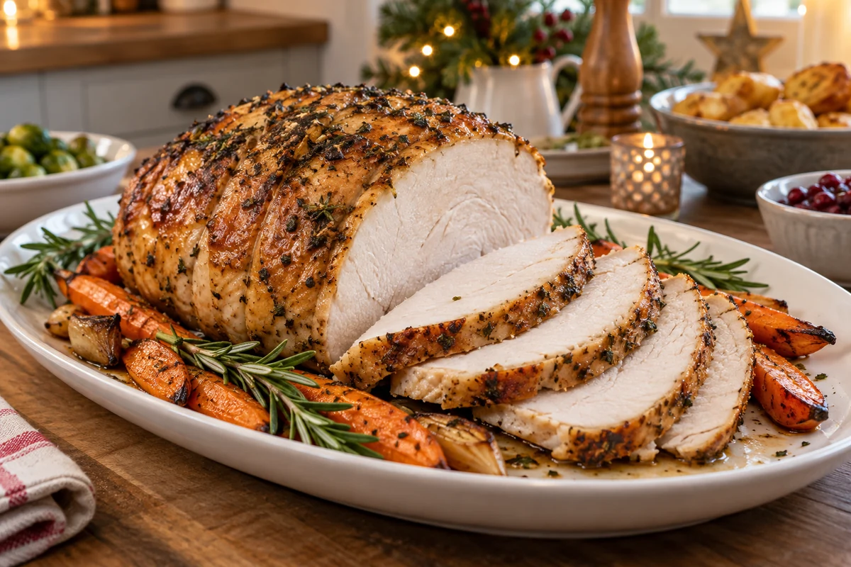 Roast turkey with farofa served separately