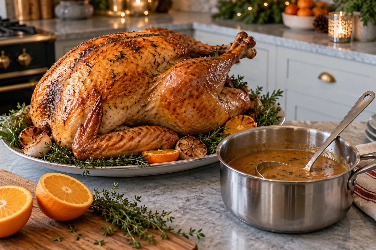 Roast turkey with orange and herbs
