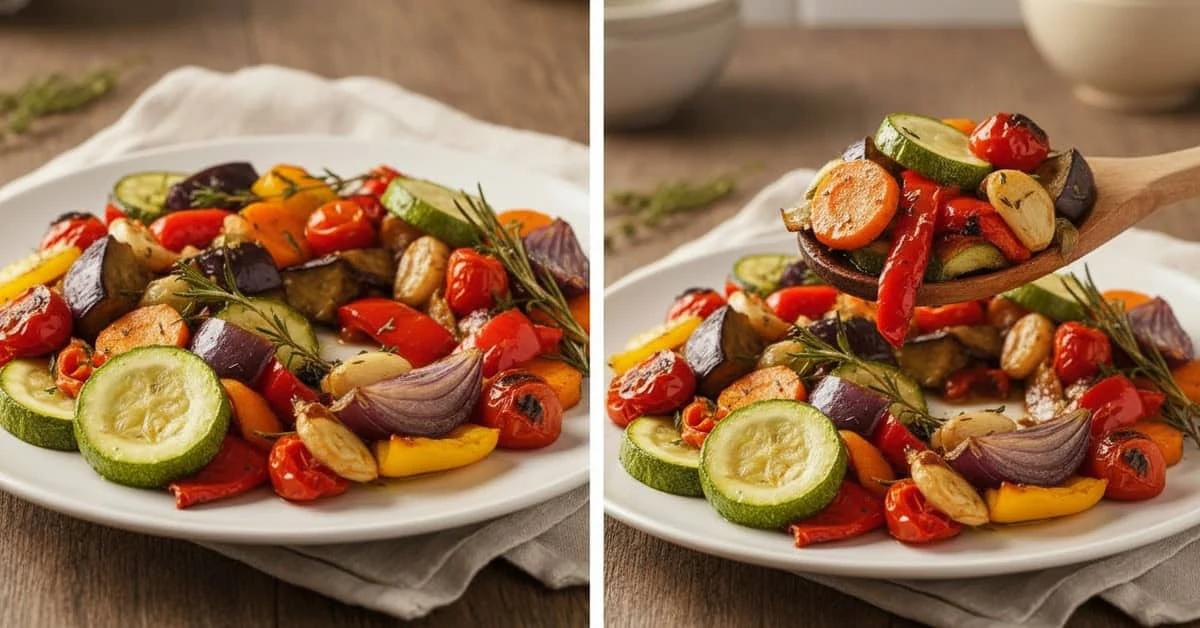 Roasted vegetables with olive oil and herbs