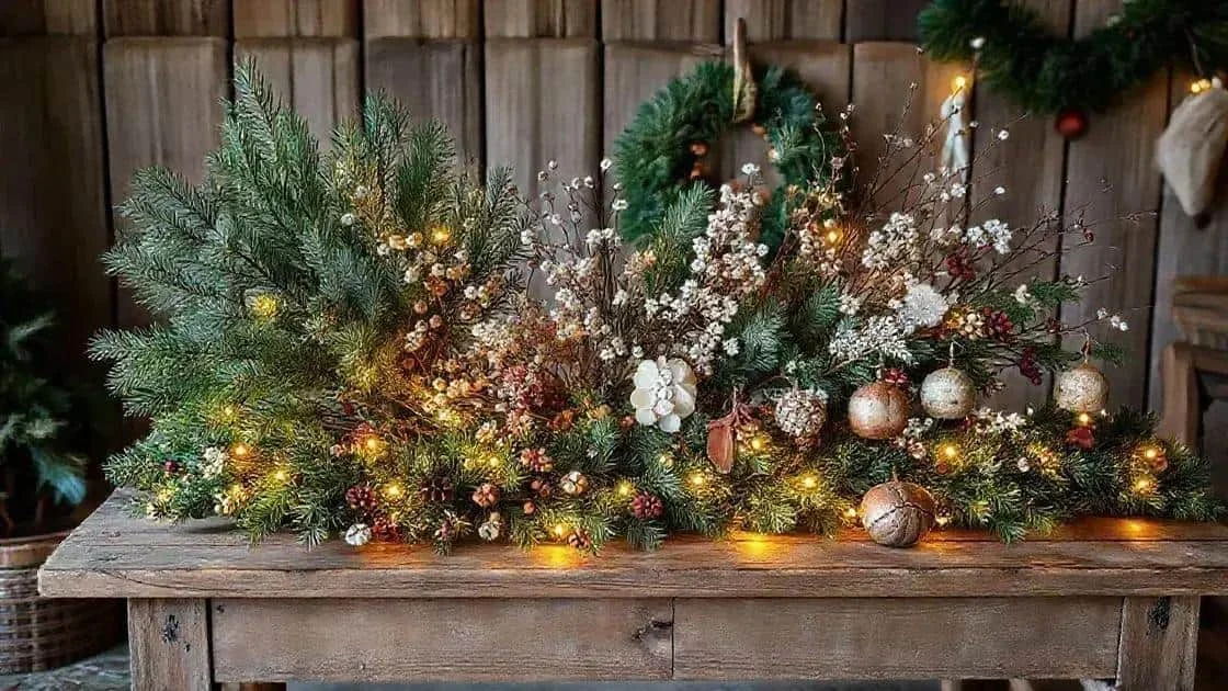 Rustic Christmas arrangement with natural materials