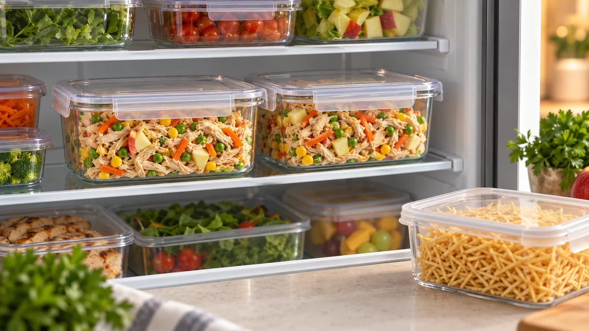 Salpicao stored in closed containers in the fridge