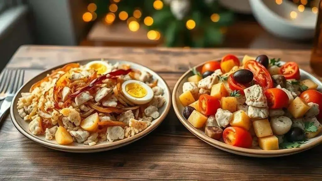 Salt cod and vegetable casserole serving variations