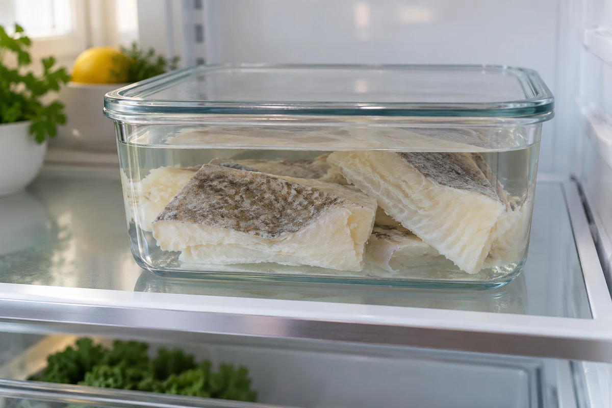 Salt cod ingredients prepared for cooking