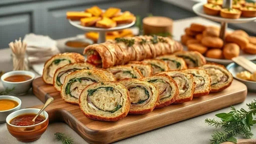 Savoury panettone slices arranged for a Christmas buffet Savoury panettone slices arranged for a Christmas buffet