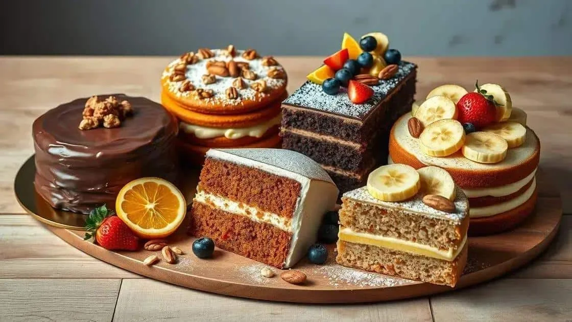 Selection of cakes and fruit for Christmas dessert ideas
