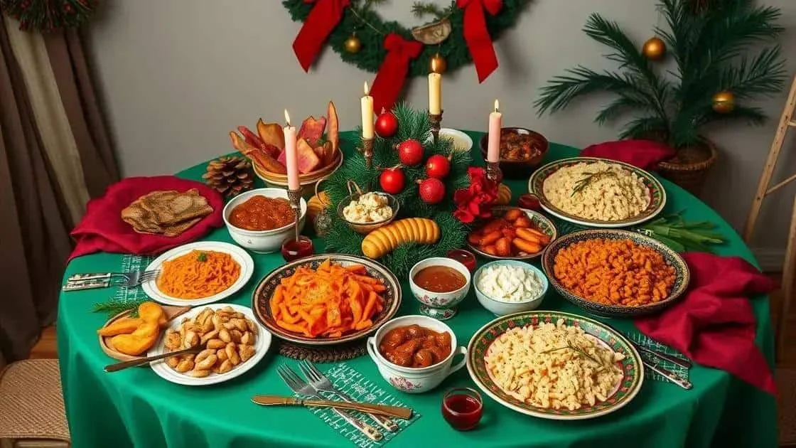 Selection of dishes arranged on a festive table