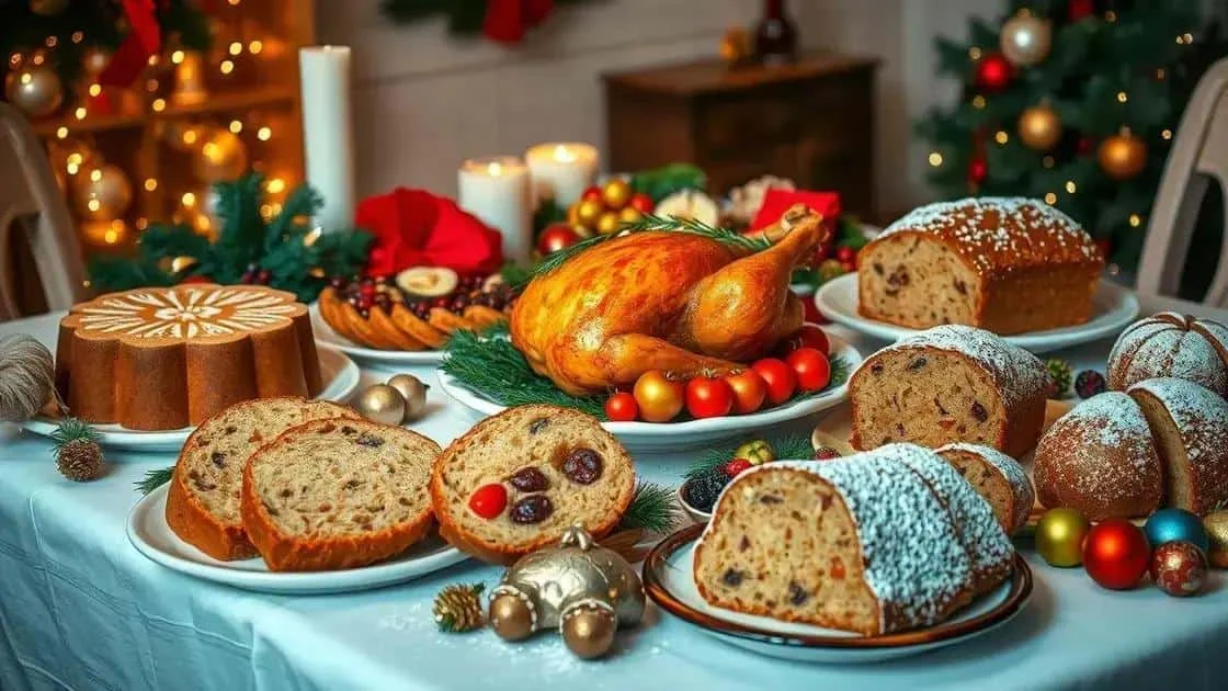 Selection of festive breads and roast dishes
