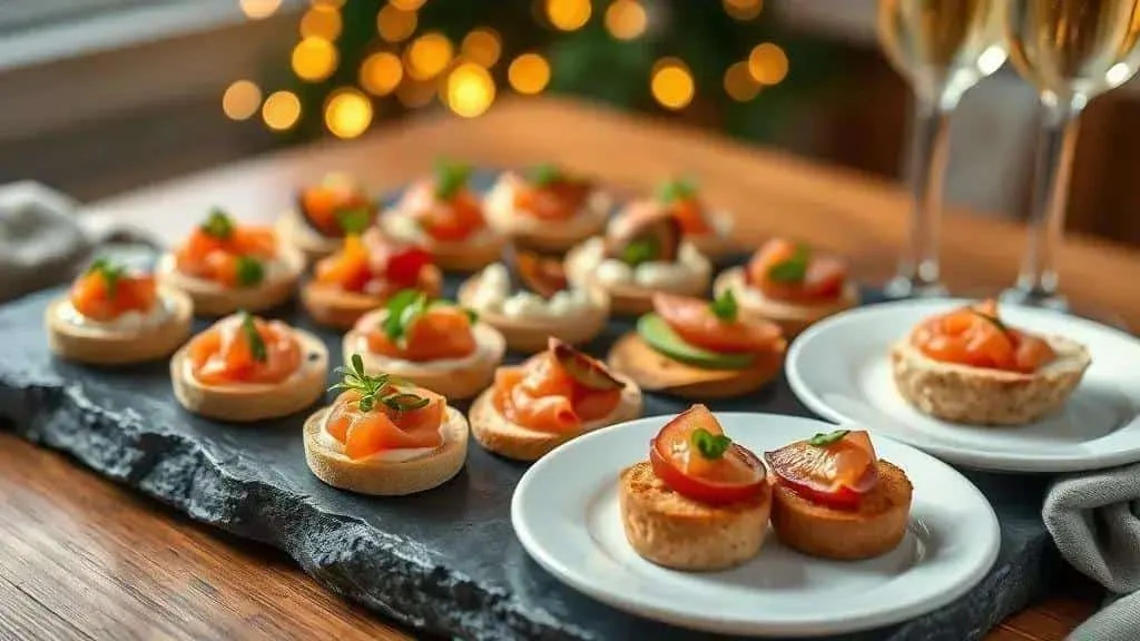 Selection of festive canapés for Christmas and New Year