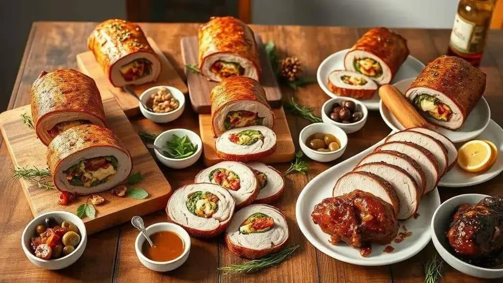 Selection of stuffed pork loin recipe ideas