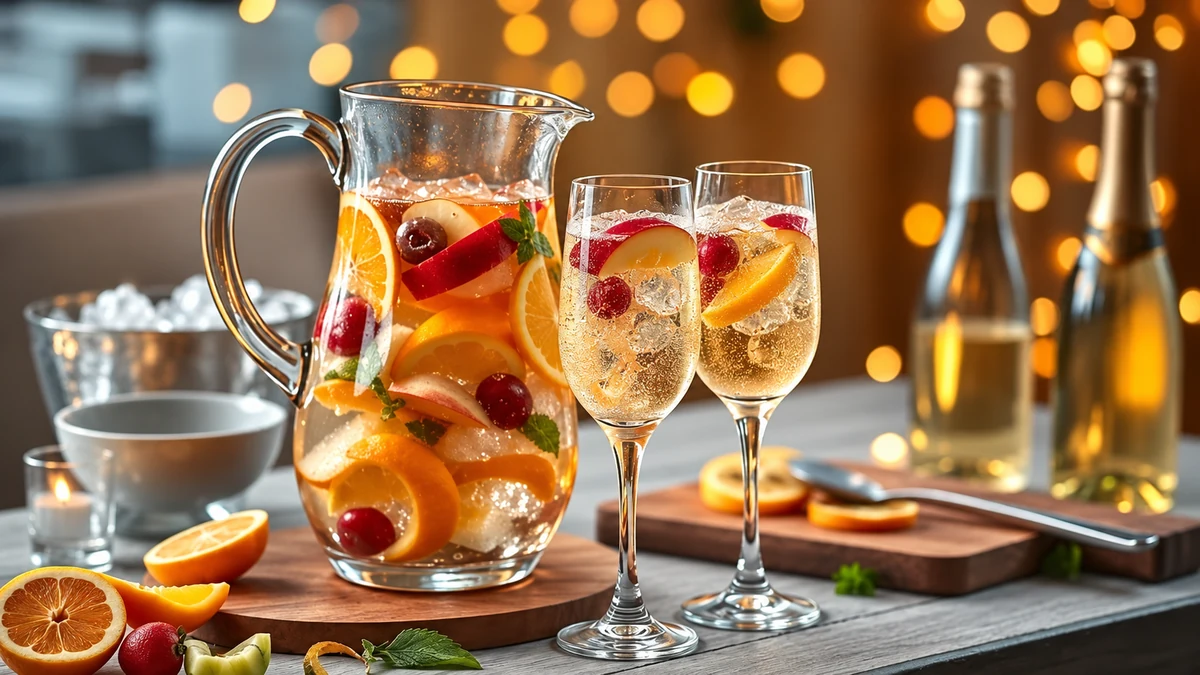 Serving chilled sparkling fruit clericot