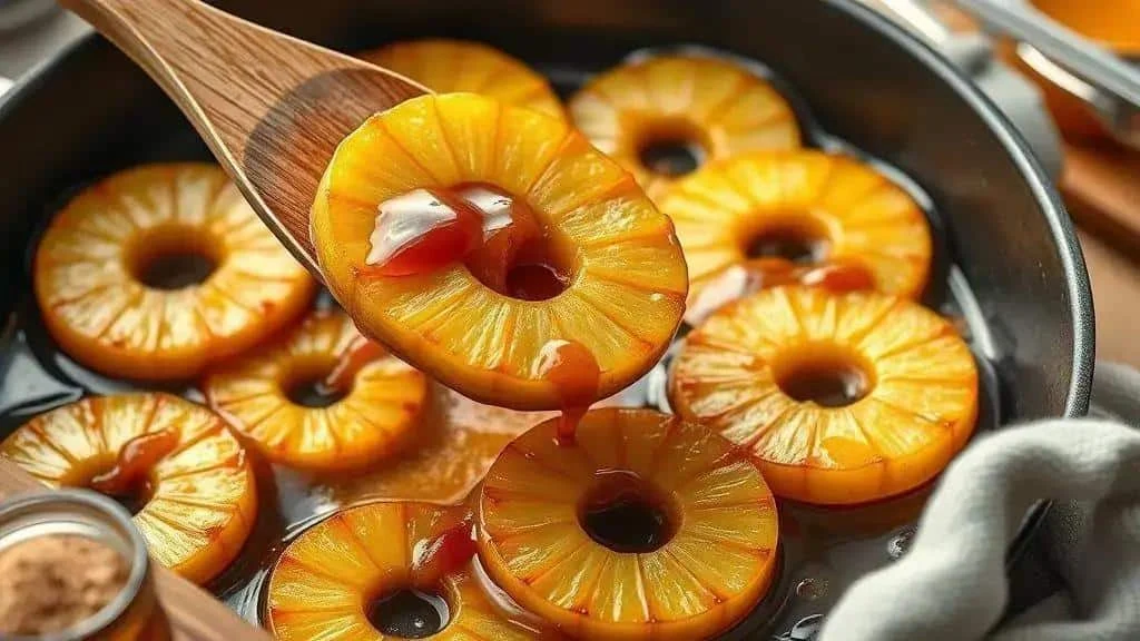 Serving ham with caramelised pineapple Serving ham with caramelised pineapple