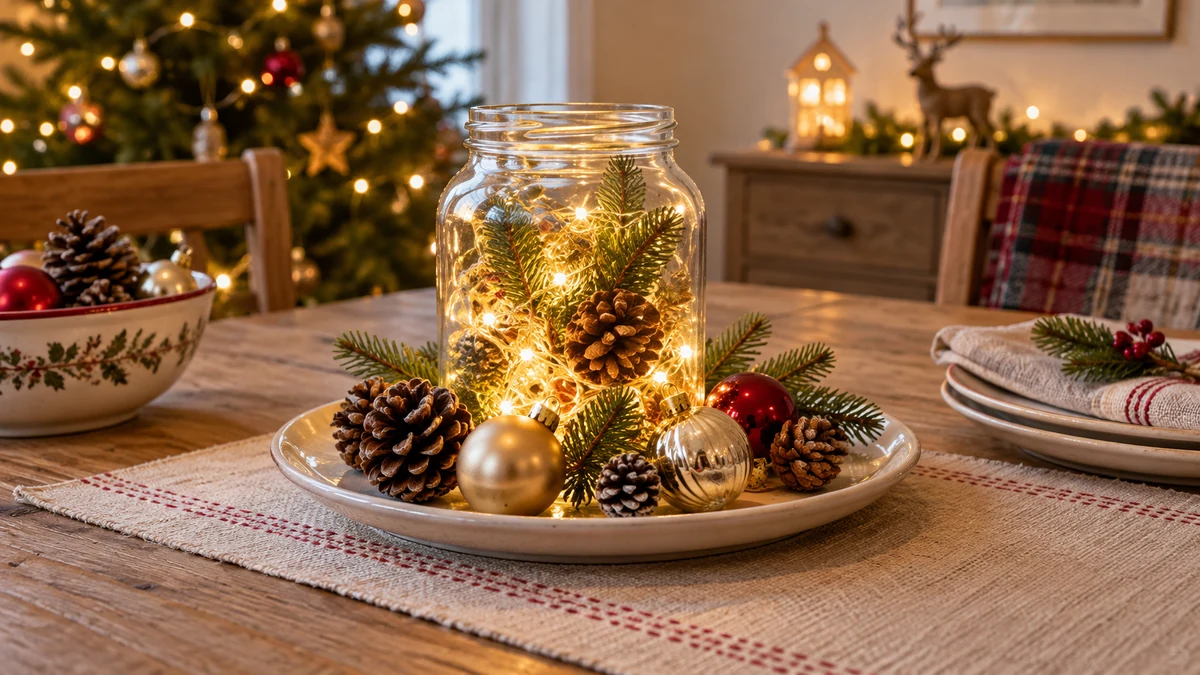 Simple Christmas centrepiece with LED light