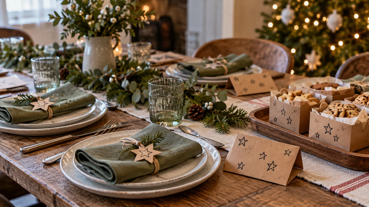 Simple Christmas table favours and biscuit gift boxes