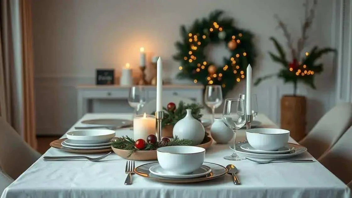 Simple festive table setting with bowls and glasses