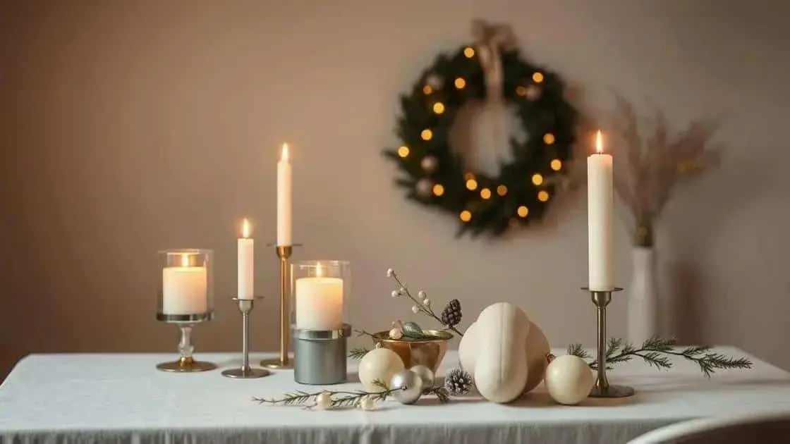 Simple white and gold festive table arrangement