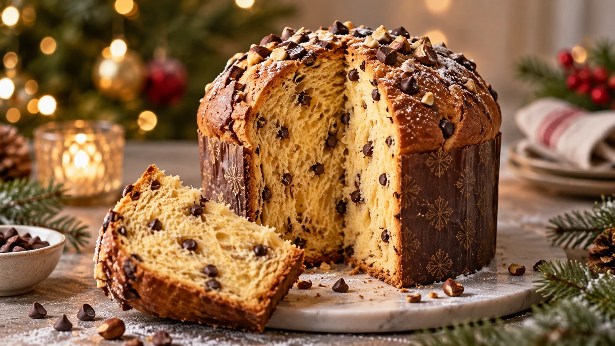 Sliced chocolate chip festive bread
