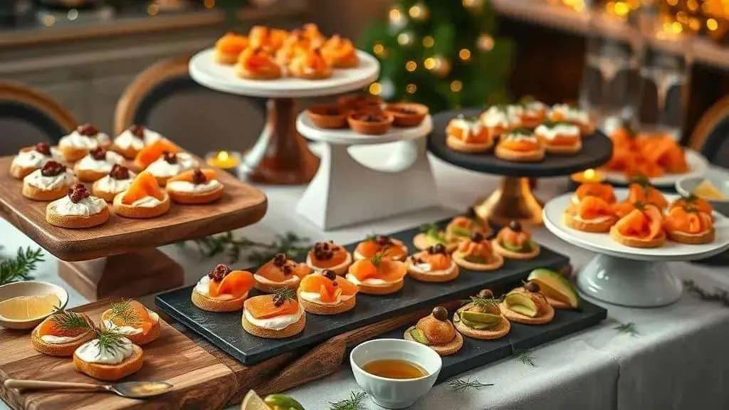 Smoked salmon canapes arranged for a party Smoked salmon canapes arranged for a party