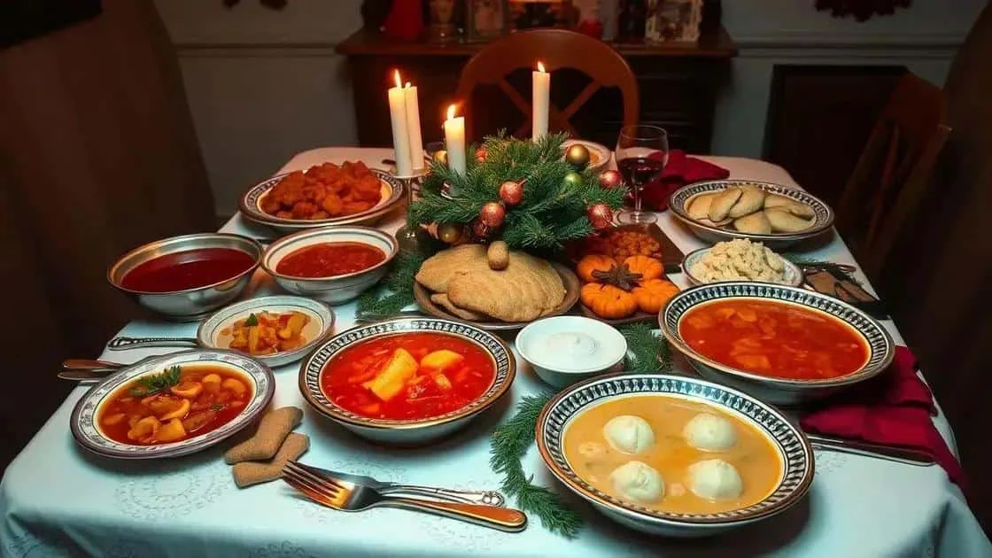 Soups and other dishes on a festive table Soups and other dishes on a festive table