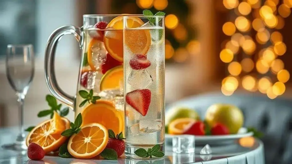 Sparkling wine clericot with orange and strawberries