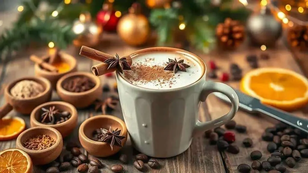 Spiced Christmas coffee with cinnamon and star anise