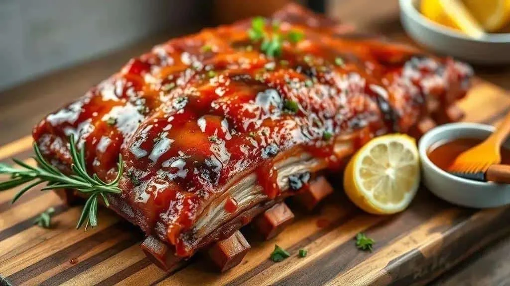 Sticky pork ribs after cooking