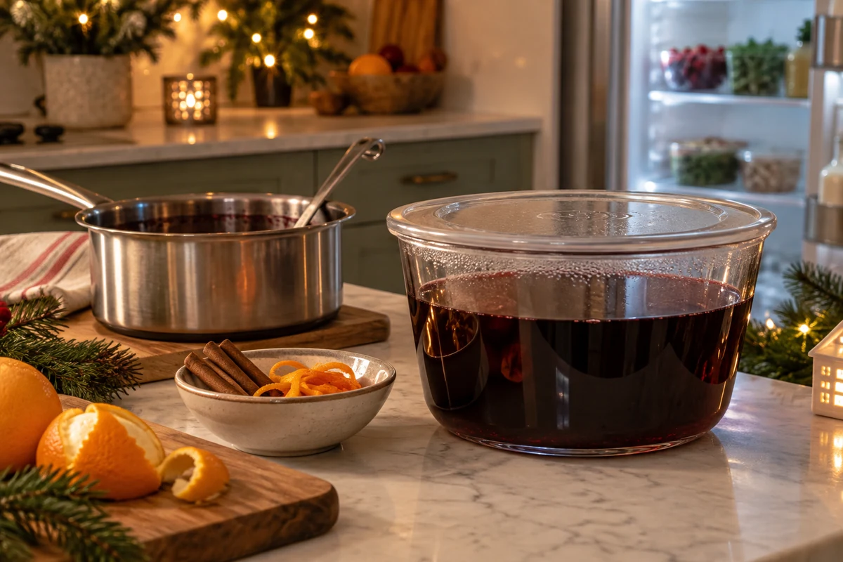 Storing and reheating mulled wine