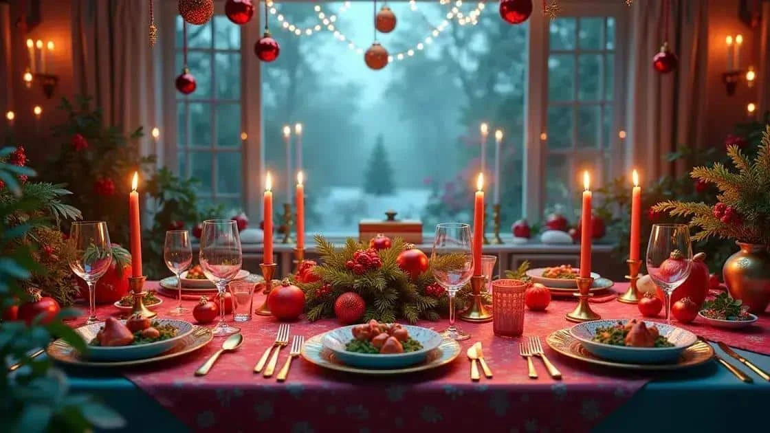 Table set for a Christmas meal