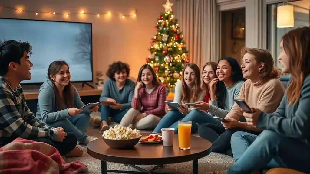 Teenagers planning their Christmas film choices