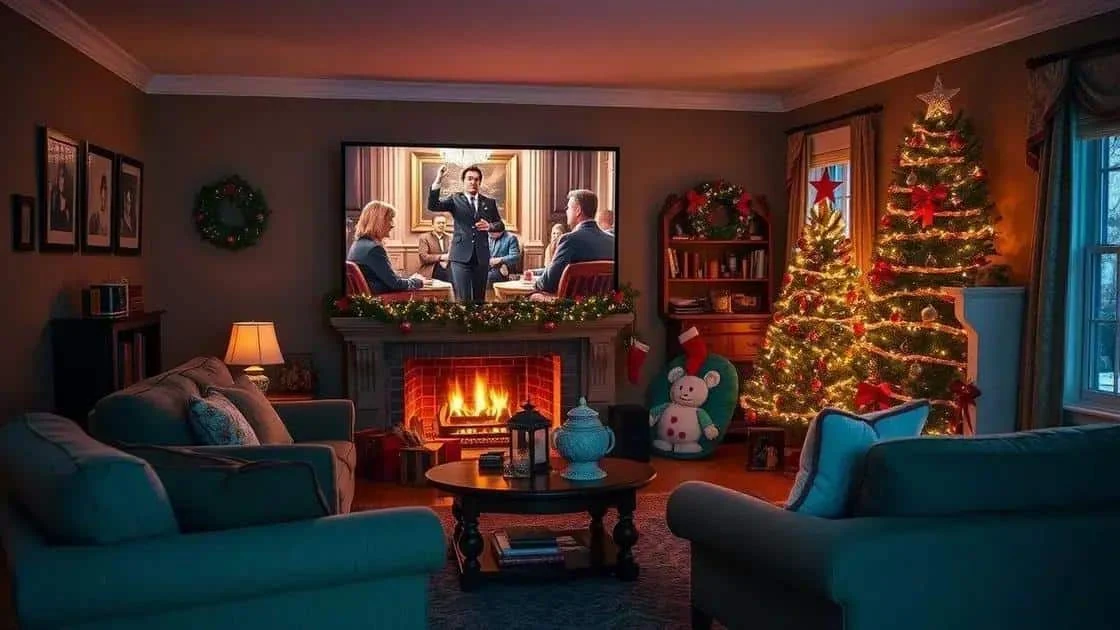 Television in a Christmas sitting room