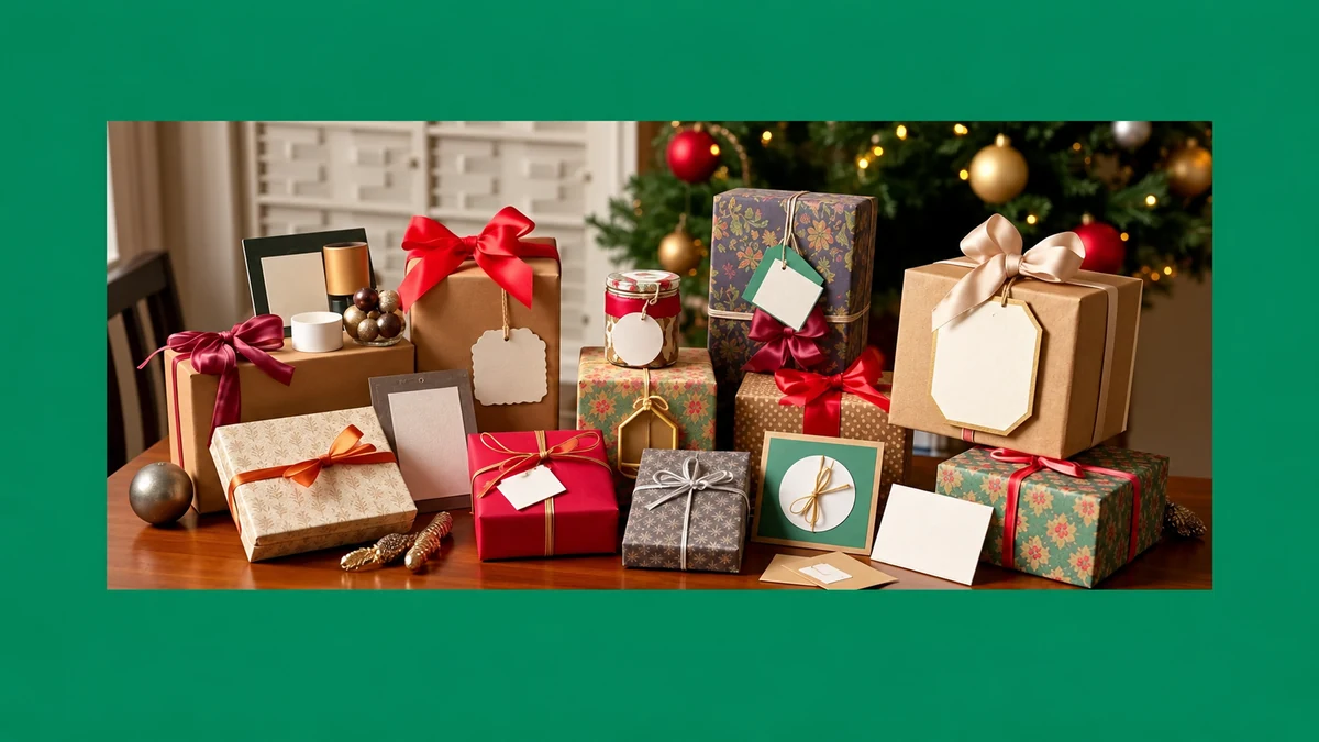 Thoughtful wrapped Christmas gifts with blank tags