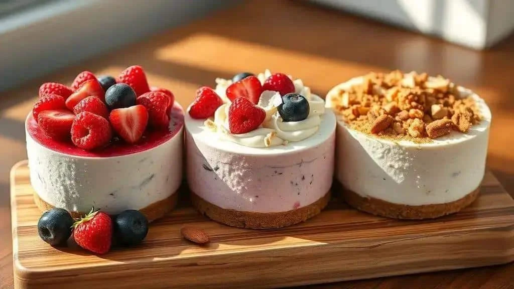 Three mixed berry cheesecake variations