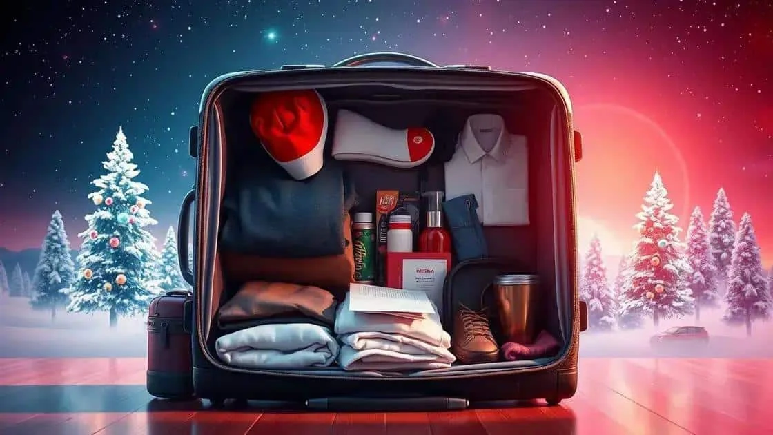 Toiletries and essentials packed in a suitcase