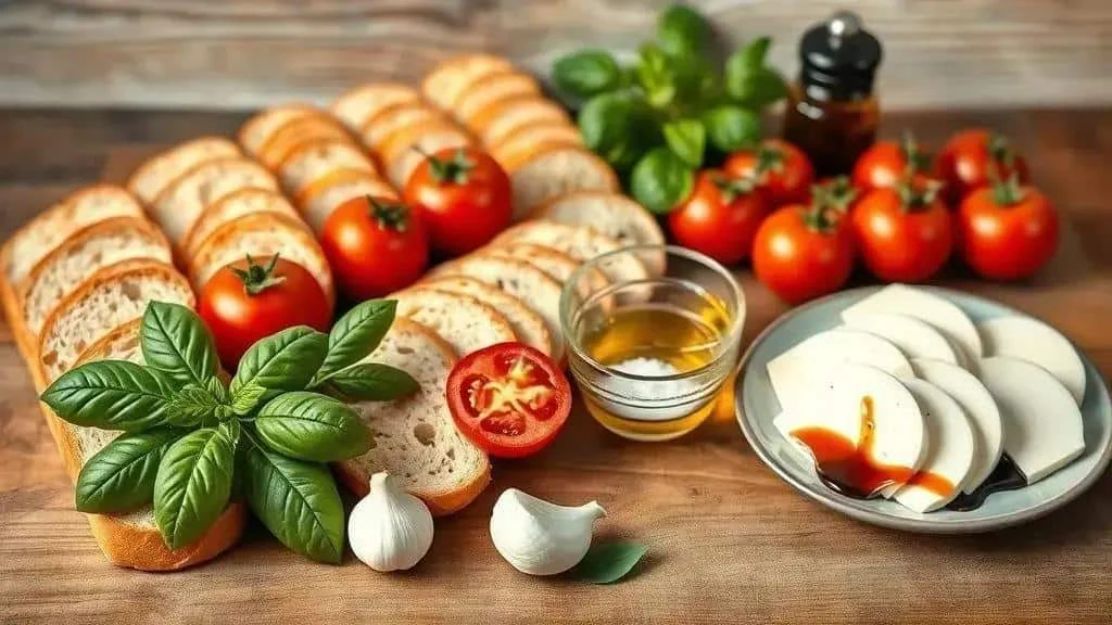 Tomato basil garlic and bread for classic bruschetta Tomato basil garlic and bread for classic bruschetta