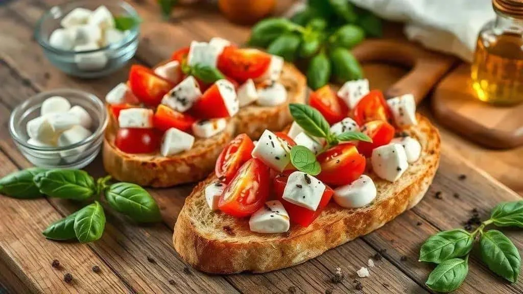 Tomatoes mozzarella and basil with a Caprese starter Tomatoes mozzarella and basil with a Caprese starter